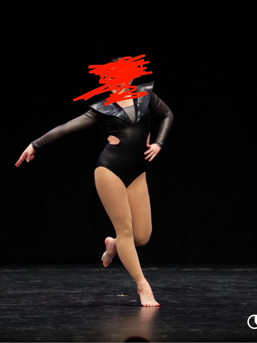 Black Long-Sleeve Kids One-Piece Dance Leotard ( looks leather)